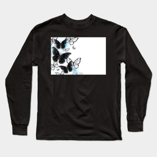Background with black butterflies Long Sleeve T-Shirt